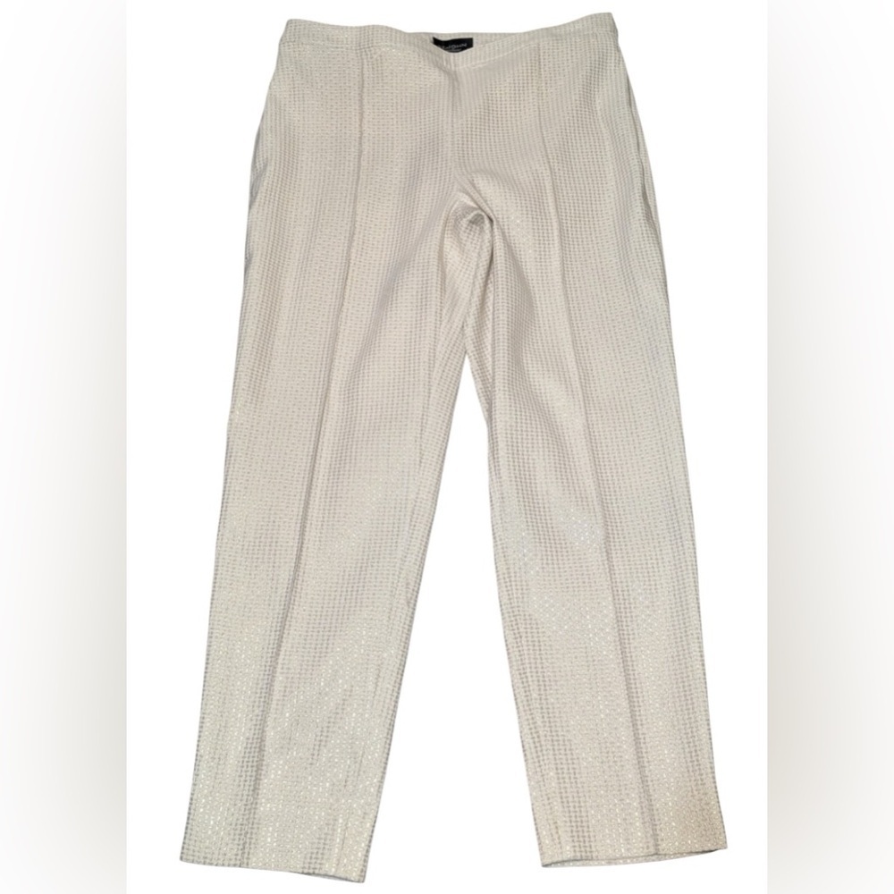 ST. JOHNS COUTURE IVORY CREAM GOLD METALLIC LINED TROUSER PANTS SIZE 8
